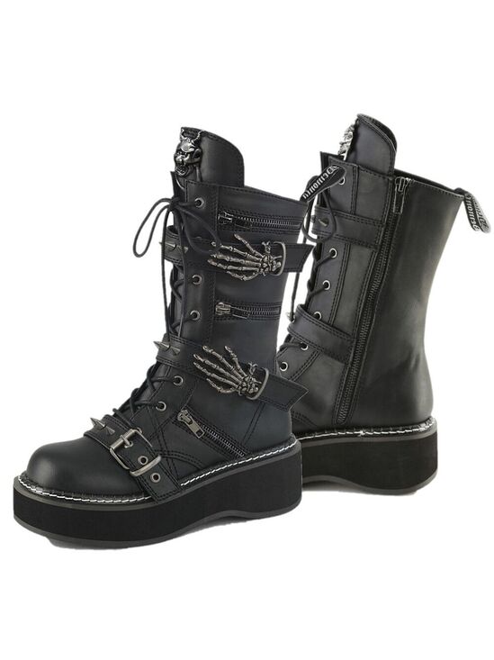 Demonia Shoes - NIB Cryptic Goth Platform Combat Boots Skeleton Buckle Straps Emily 82
